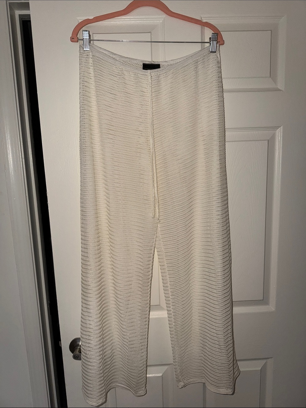 Jordan Taylor Cream Wide-Leg Knit Pants
